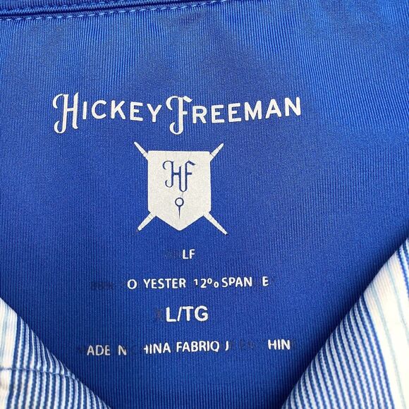 Hickey Freeman Mens Short‎ Sleeve Golf Polo Blue Striped Size Large - Picture 4 of 7